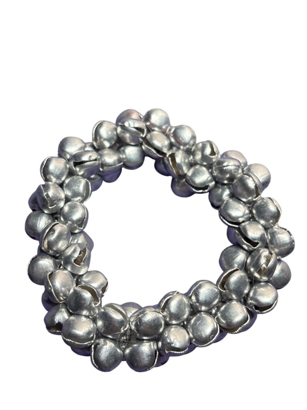 Vintage Silvertone Jingle Bells Stretchy Bracelet 5.25 inches Unstretched